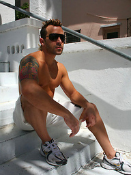 Hot muscle hunk jerking off dick